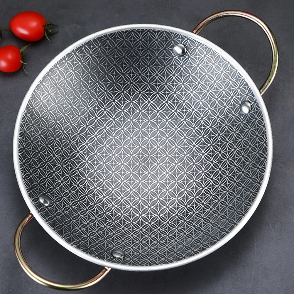 

Stainless Steel Dry Double Handle Cooking Pan For Home Kitchen Use Reusable Sturdy Hot Pot Cookware Kitchen Cooking Pot