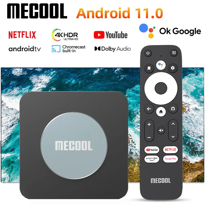 Mecool-TVボックスKM2Plus,S905x4,Android 11,4K,Netflix,2GB,16GB,Dobby atmos,usb3.0,100m,lanセットトップボックス,レシーバー