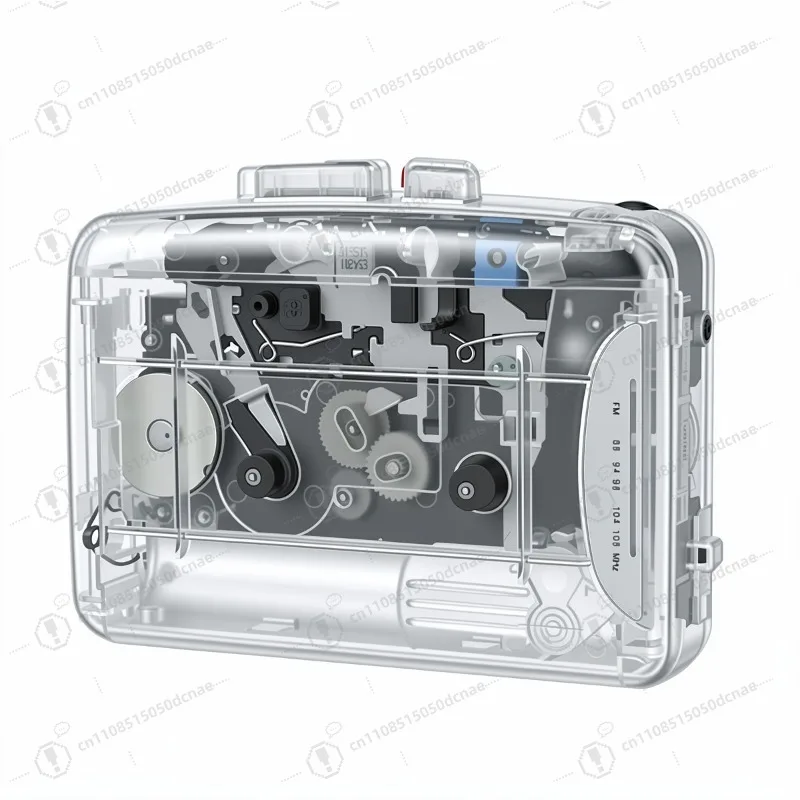 Transparent Stereo Cassette Tape Player Visible Copper Flywheel AM FM Radio Portable English Learning Headphone Jack