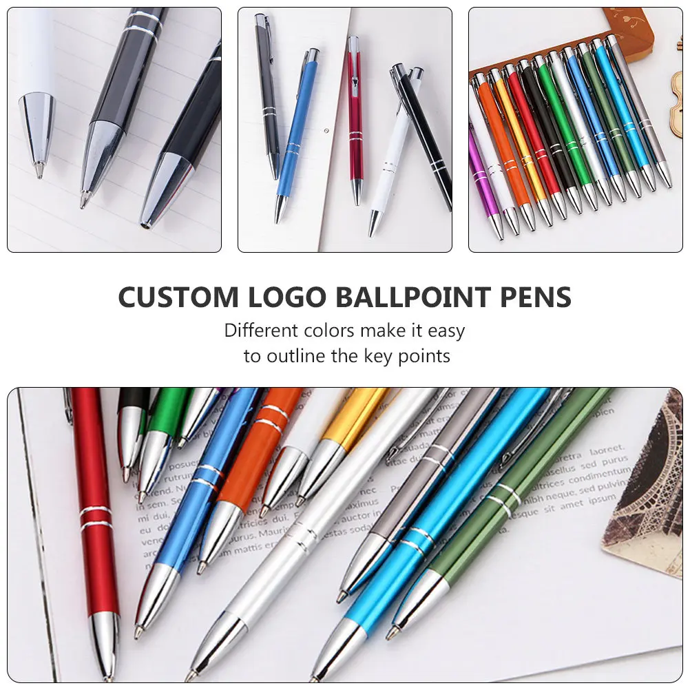 10Pcs Colored Retractable Ballpoint Pens Alloy Metal Writing Pen Smooth Creative Office Student School Supplies Custom Logo Sign