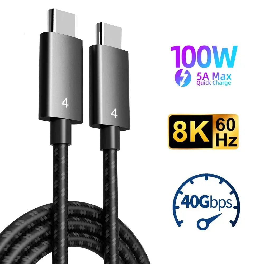 USB4 100W 8K USB C Cable for Thunderbolt 4 Support 40Gbps Transfer data HDTV for iPhone 15 14 Max MacBook Pro Samsung