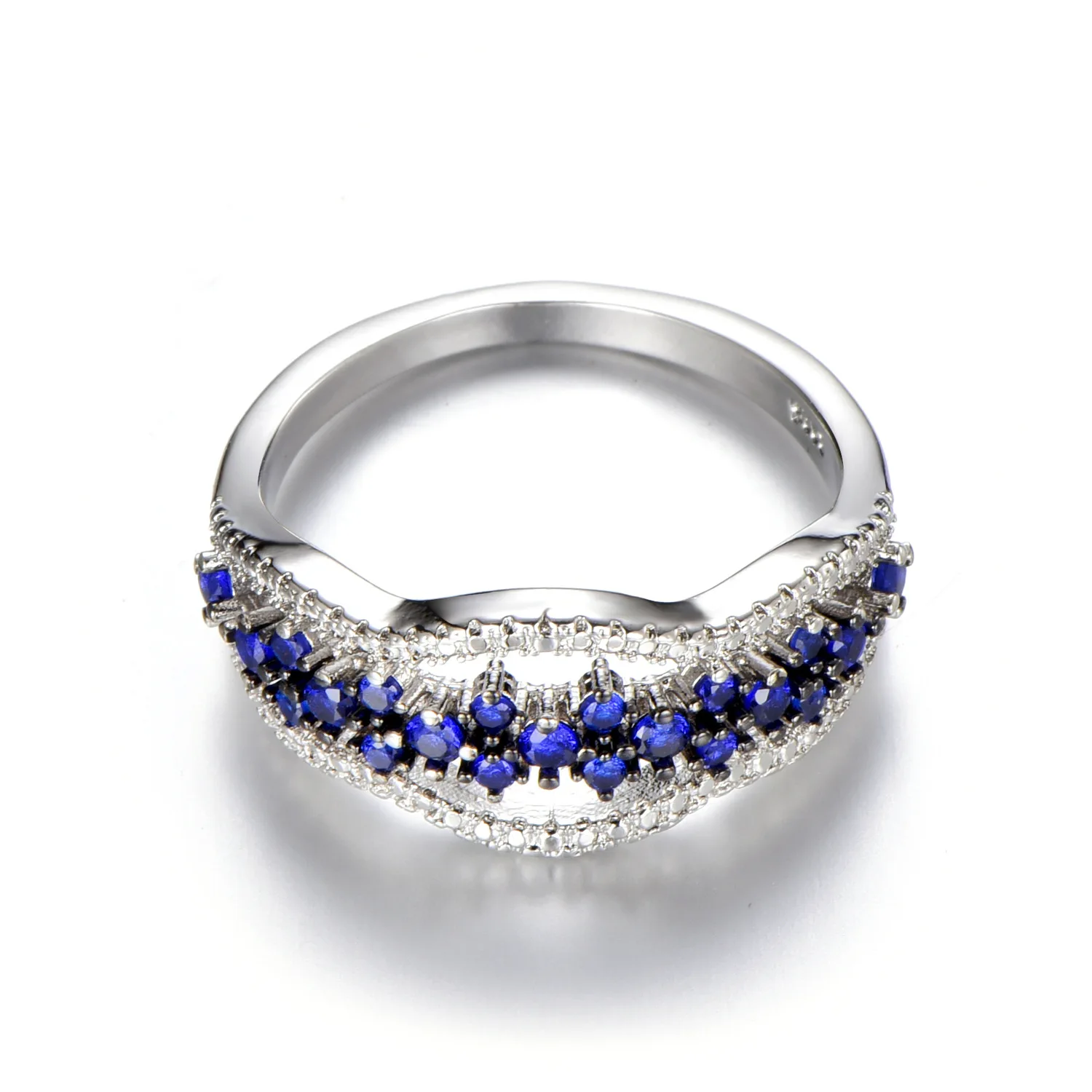 S925 Sterling Silver Ring Hot Selling New Design Sparkling Sapphire Ring Durable Hypoallergenic Jewelry Gift For Women Lovers