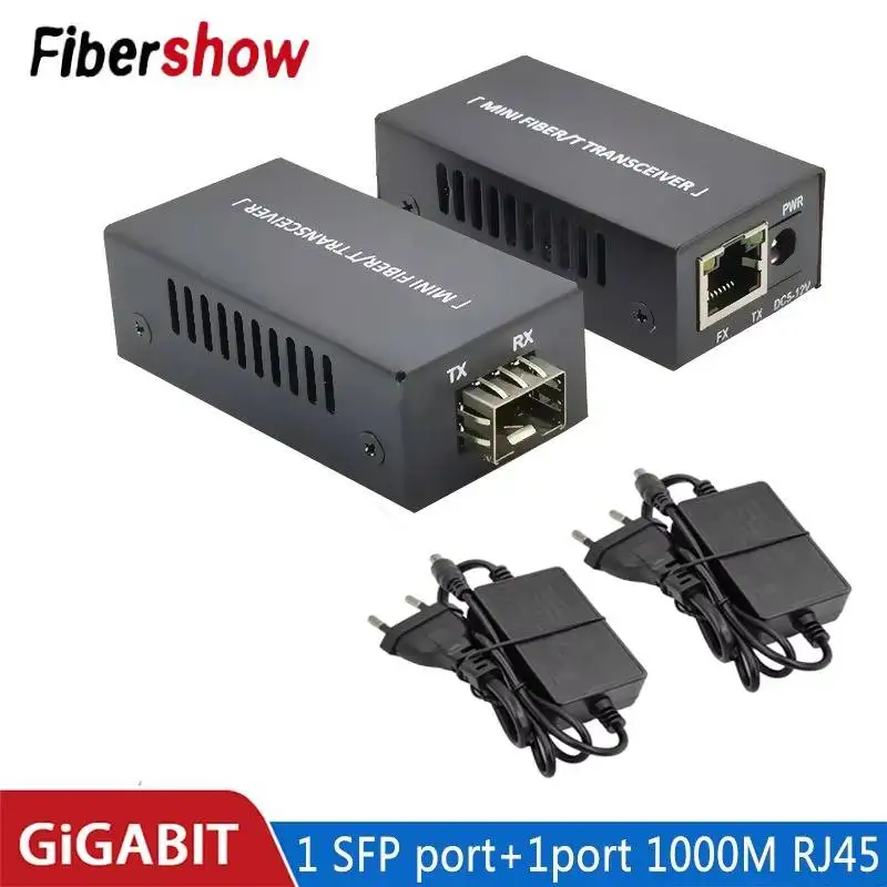 Gigabit 1.25G Media Converter SFP Mini Fiber Switch 1G1E Optical Fiber Ethernet 1SFP1E 1000M SC LC 5KM 20KM