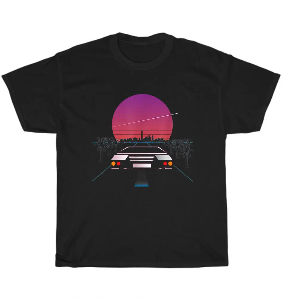 Sports Car Retrowave Synthwave Vaporwave Sunset Aesthetic T-Shirt Unisex GiftUnisex Summer Cotton Luxury Brand Super Size