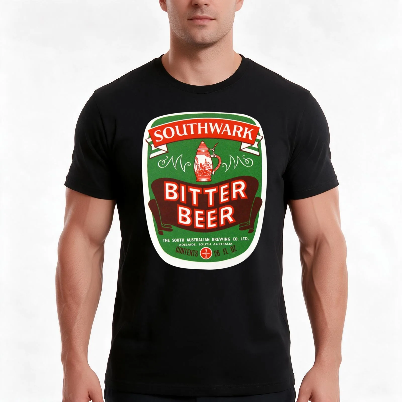 Official Southwark Bitter Aussie Lager T-Shirt, Summer Casual Cotton Tee, Oversized Streetwear Tops, Vintage Graphic Print