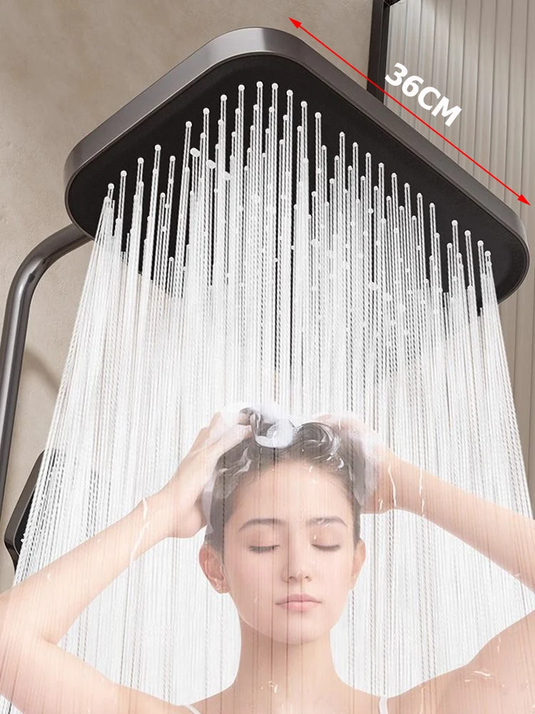 Nuovo soffione doccia a pioggia ad alta pressione di grandi dimensioni da 36 cm Soffione doccia a pioggia sopraelevato con grande flusso 360 °   Rotazione Risparmio idrico