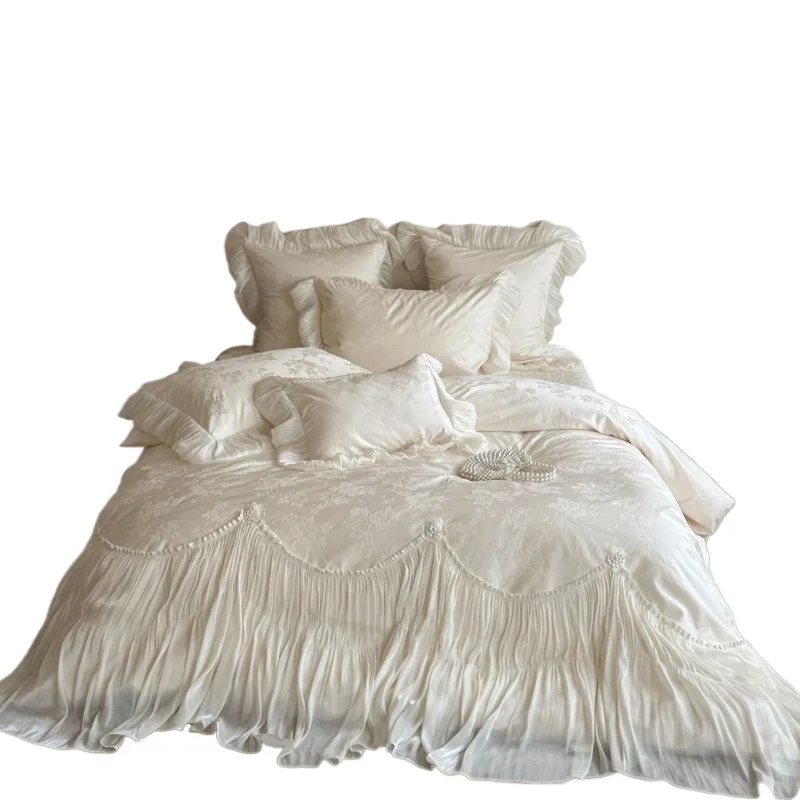 Tencel cotton jacquard French lace, spring and summer bedding, quilt cover, sheets