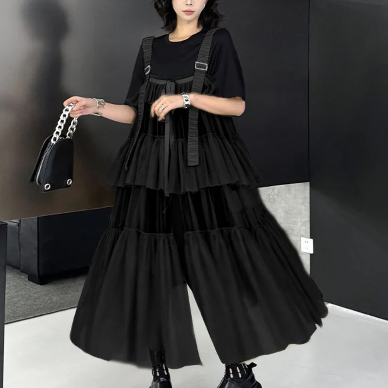 HKSH printemps automne nouvelle robe globale pour femmes couches plissées maille transparente conception de Niche française a-ligne robes douces élégantes HK17971