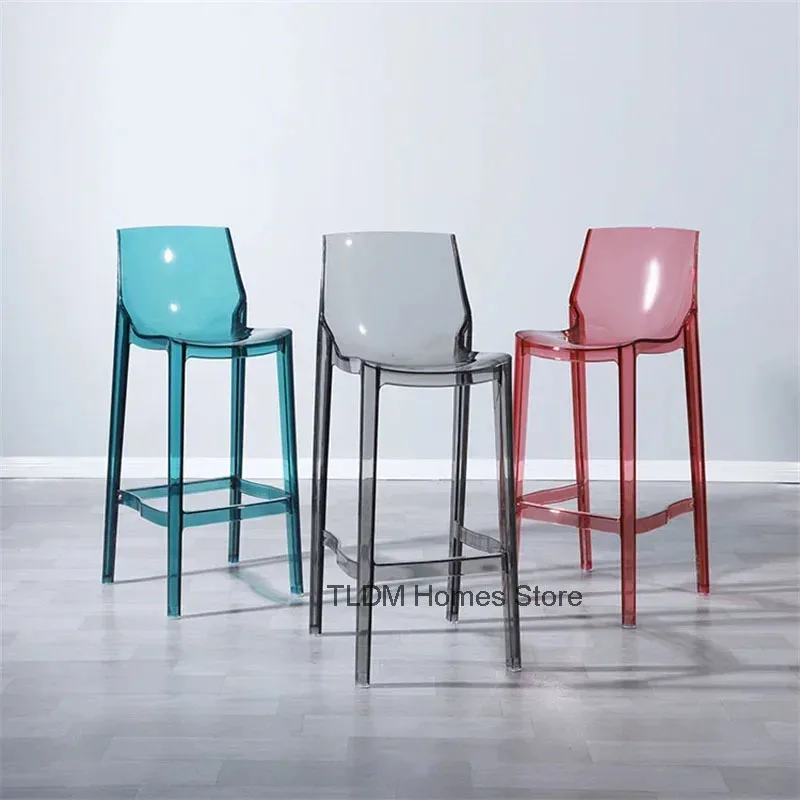 Nordic Acrylic Transparent Bar Chairs Household High Foot Stool Modern High Chair Nordic Plastic Crystal Bar Stools for Kitchen