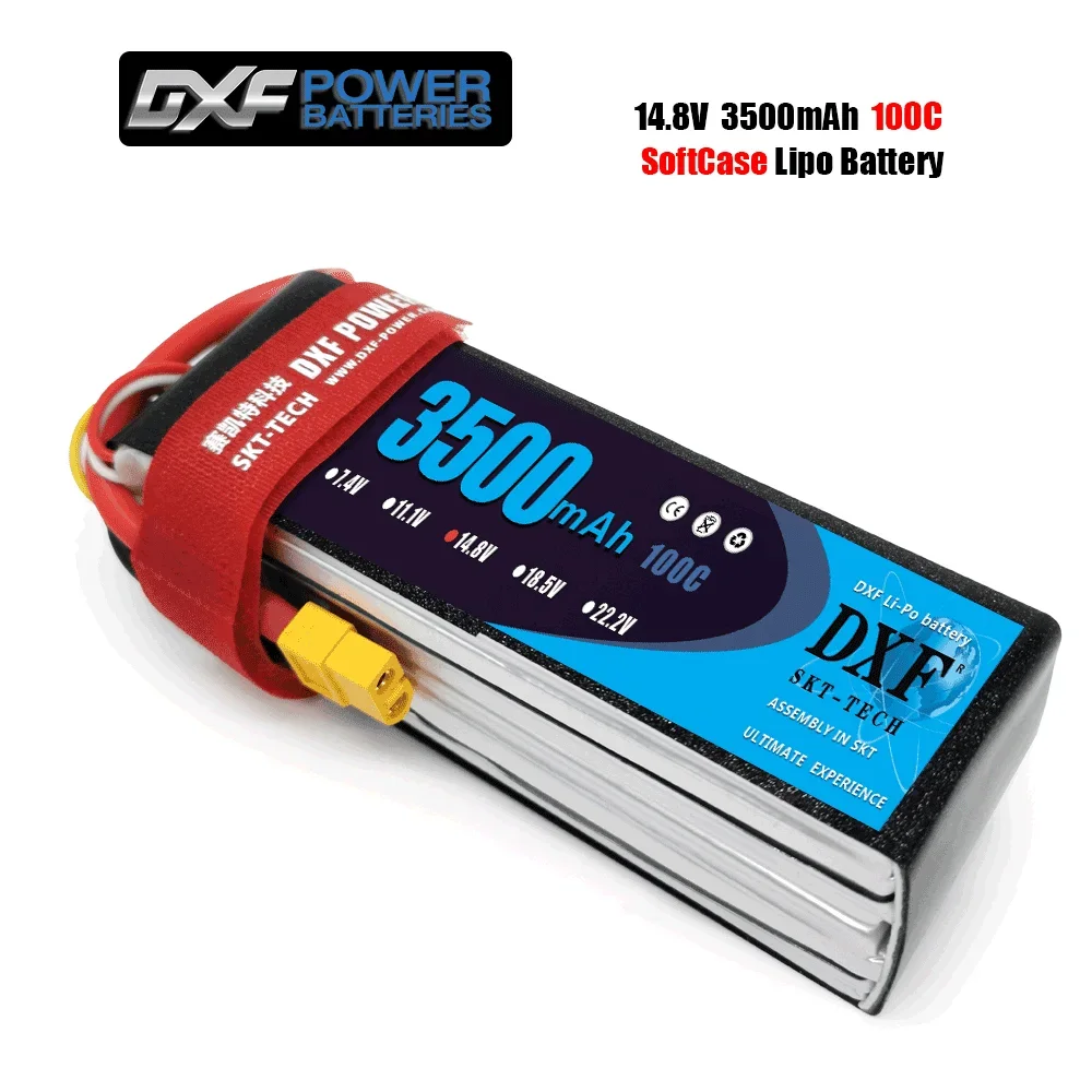 

DXF 4S Lipo Battery 14.8V 3500mAh 100C With XT90 XT60 EC5 TRX T XT150 Plug Softcase for 1/10 Buggy Truggy Boat Car Truck RACING