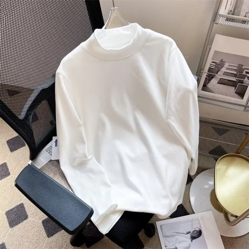 Round Neck Men Velvet Thermal Clothes Feel Heating Double-sided Thermal Underwear Long Sleeved Lingerie Warmth Long Tops