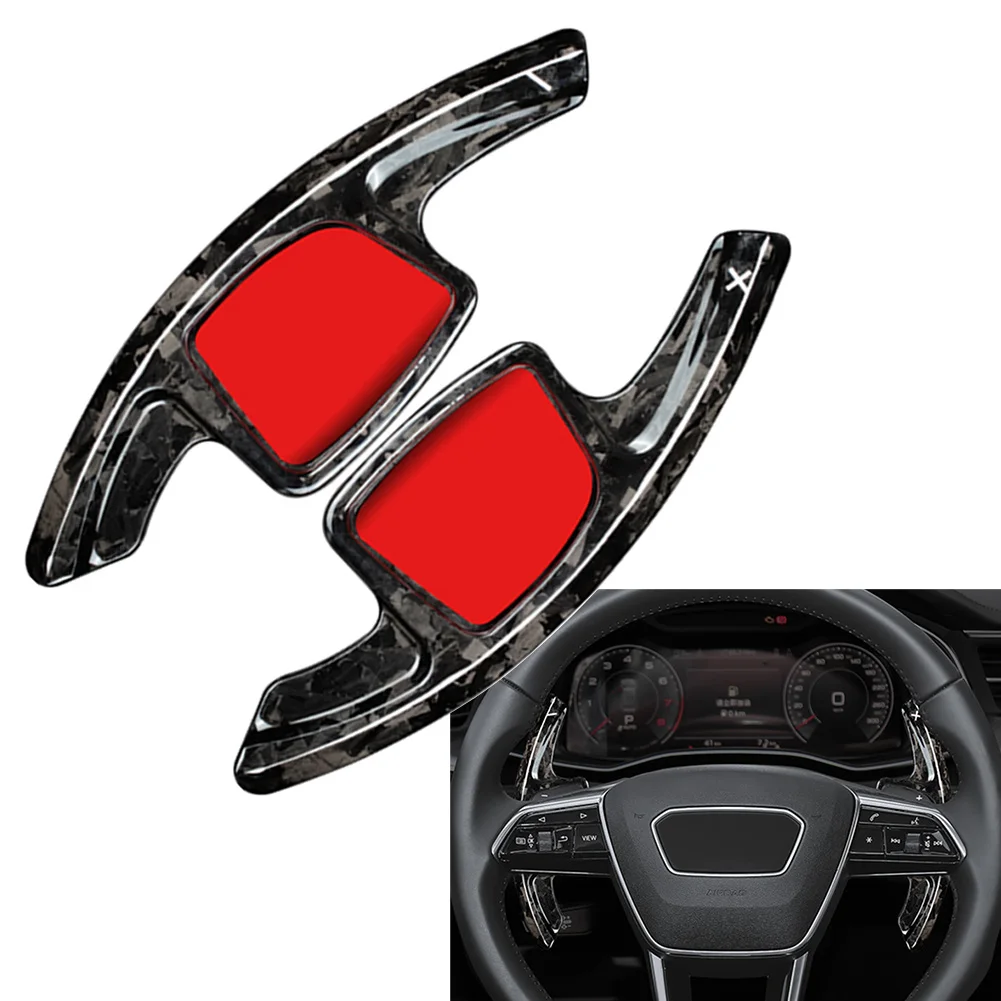 1 Pair Forged Carbon Fiber Car Steering Wheel Paddle Shifter Extension For Audi A7 A6 C8 2019-2021 & A4 B9 S4 A5 2020-2021