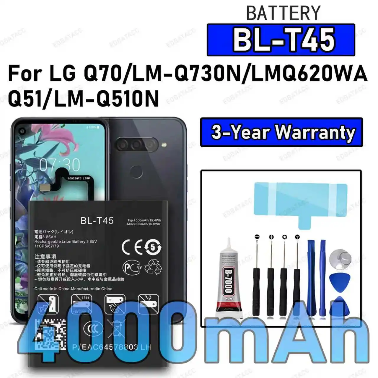 

100% New High Quality BL-T45 Battery For LG Q70/LM-Q730N/LMQ620WA/Q51/LM-Q510M Replacement Battery Bateria+Free Tools