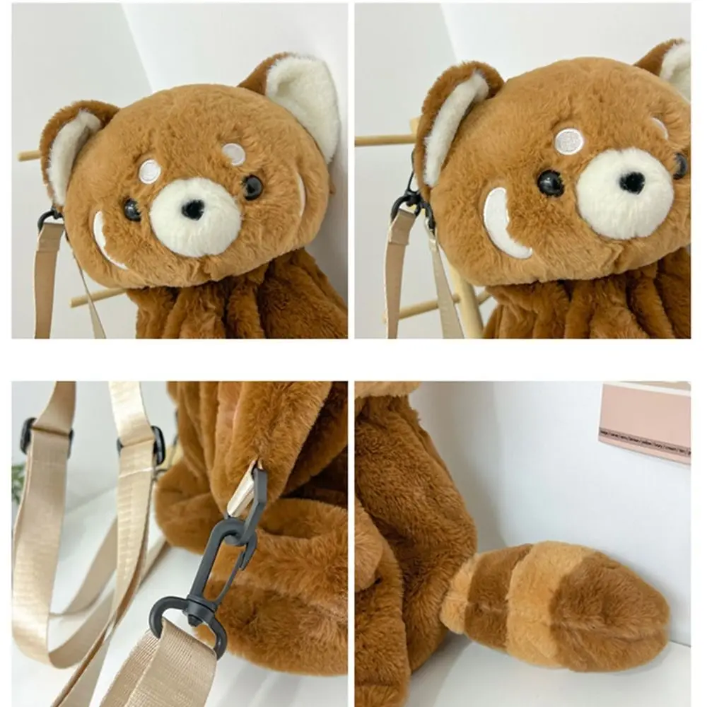 Bolso de hombro de Animal de gran capacidad para estudiantes, muñeco de mapache de juguete de felpa dulce, bolso cruzado para niños, bolso escolar JK Lolita