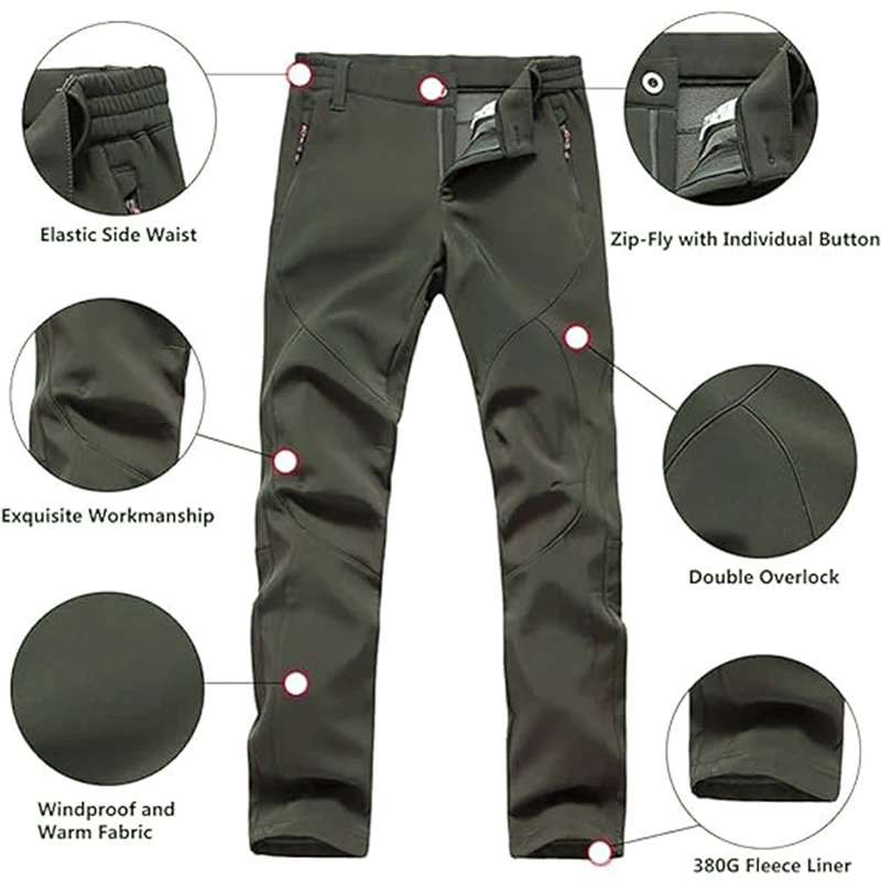 Women's Outdoor Hiking Pants Fleece Slim Soft Shell Snow Ski Pants Trekking Waterproof Windproof Winter