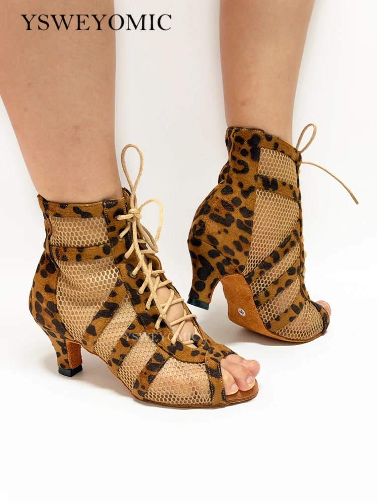Jazz Booties Suede Fabric Latin Salsa Ballroom Dance Shoes 7cm 8.5cm 6cm Cuztomized Heels and Color Logo Women Dance Shoes