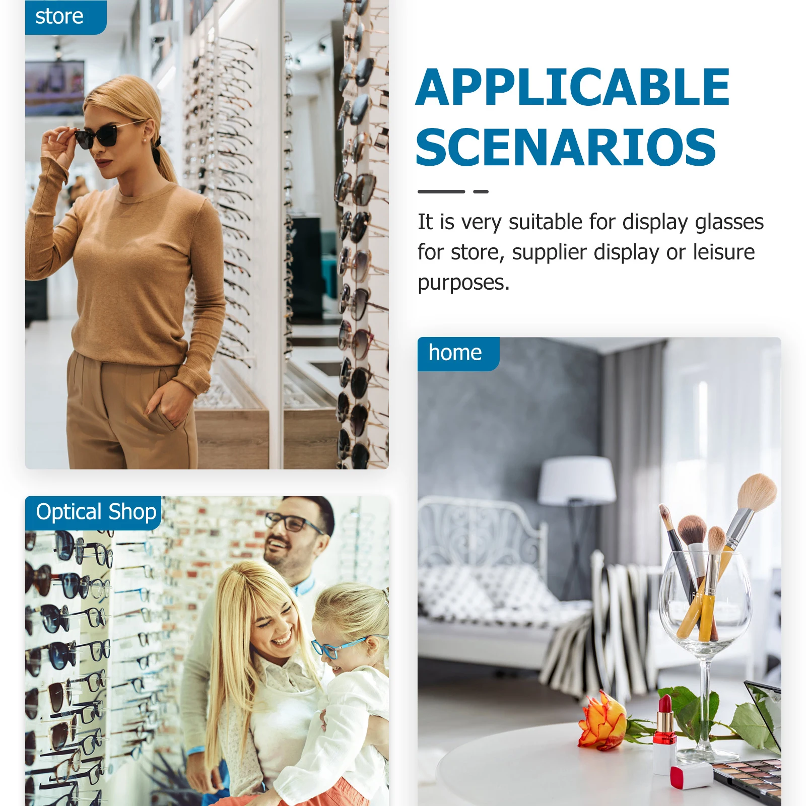 

Sunglasses Display Rack Premium ABS Glasses Holder Stand Space Saving Desktop Organizer for Eyeglasses Sunglasses Ski Goggles