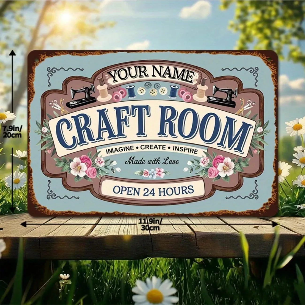 Custom Name Metal Craft Room Sign Retro Inspirational Wall Art for Art Studio Home