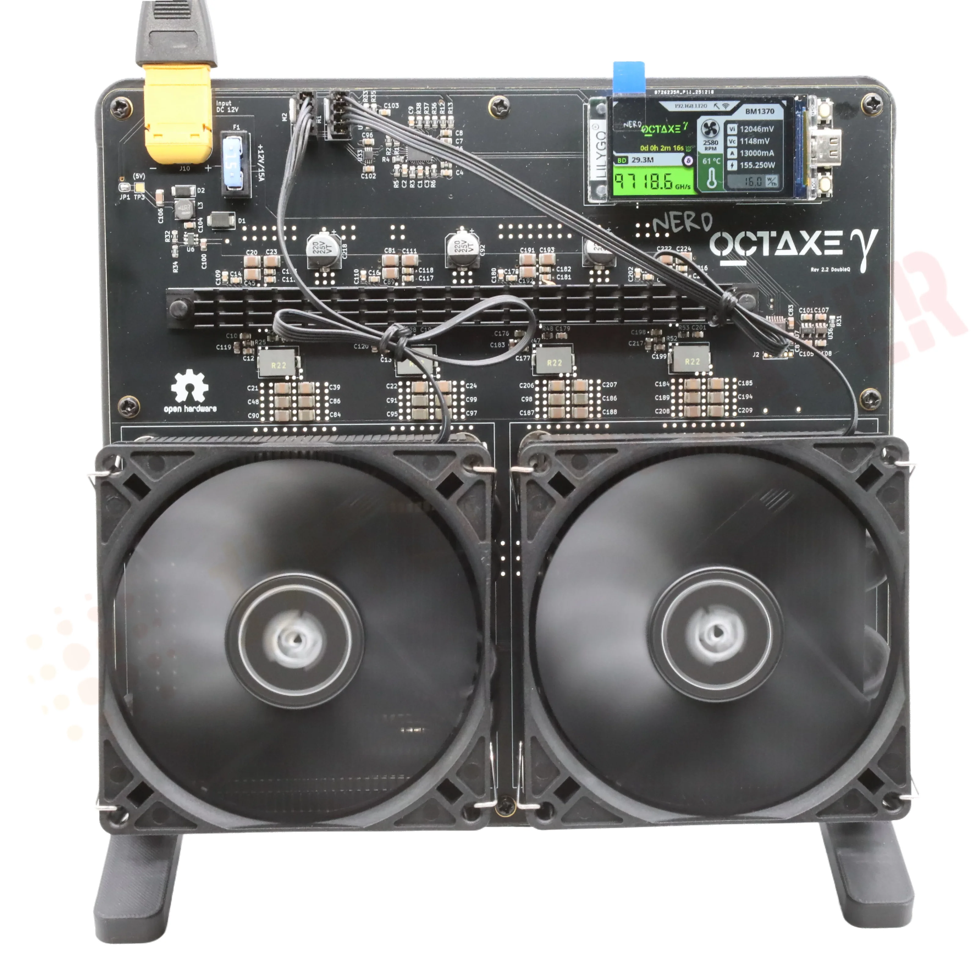 NerdOCTAxe Bitcoin Miner 9.6Th/s 160W SHA-256 Algorithm Dual Fans Mini Home Bitcoin BCH Mining Machine Solo Miner