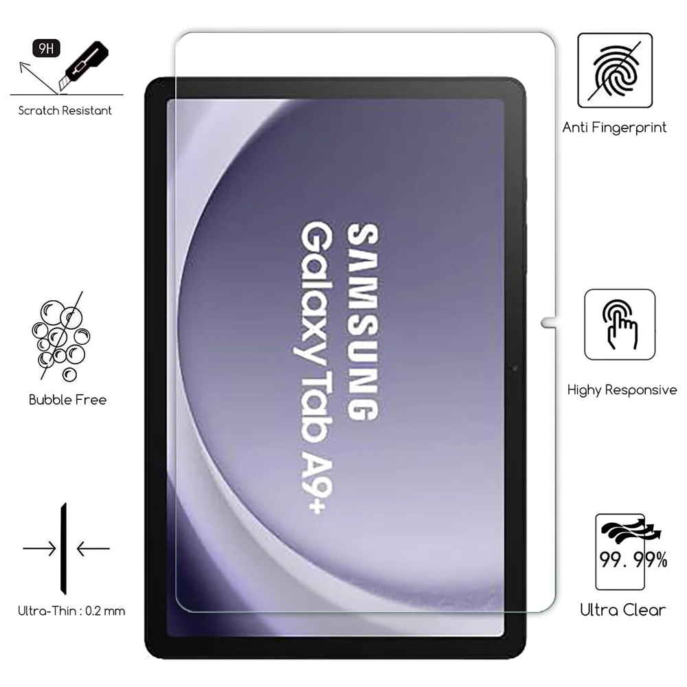 Screen Protector For Samsung Galaxy Tab A9+ 11 Inch Tablet Protective SM-X210 X215 X216 Bubble Free HD Clear Tempered Glass Film