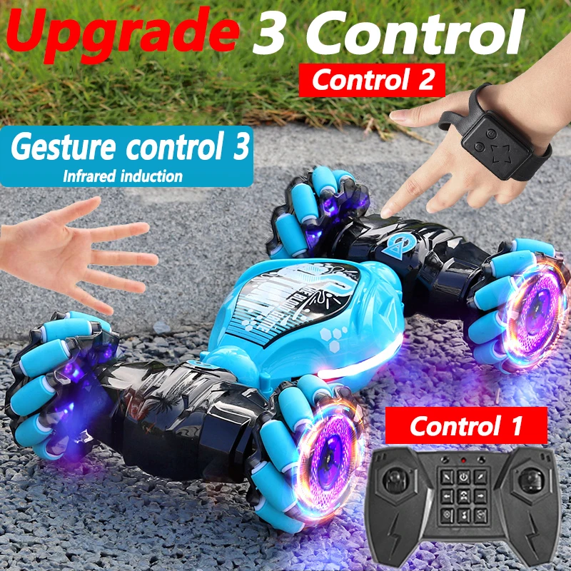 4WD 1:16 Stunt RC Car con LED Light Gesture Induction Deformation Twist Climbing giocattoli elettronici per auto radiocomandati per bambini