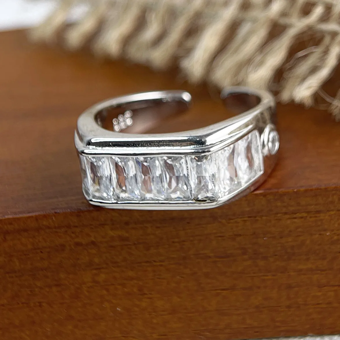 Women's 925 Sterling Silver Adjustable Oval CZ Ring, Simple