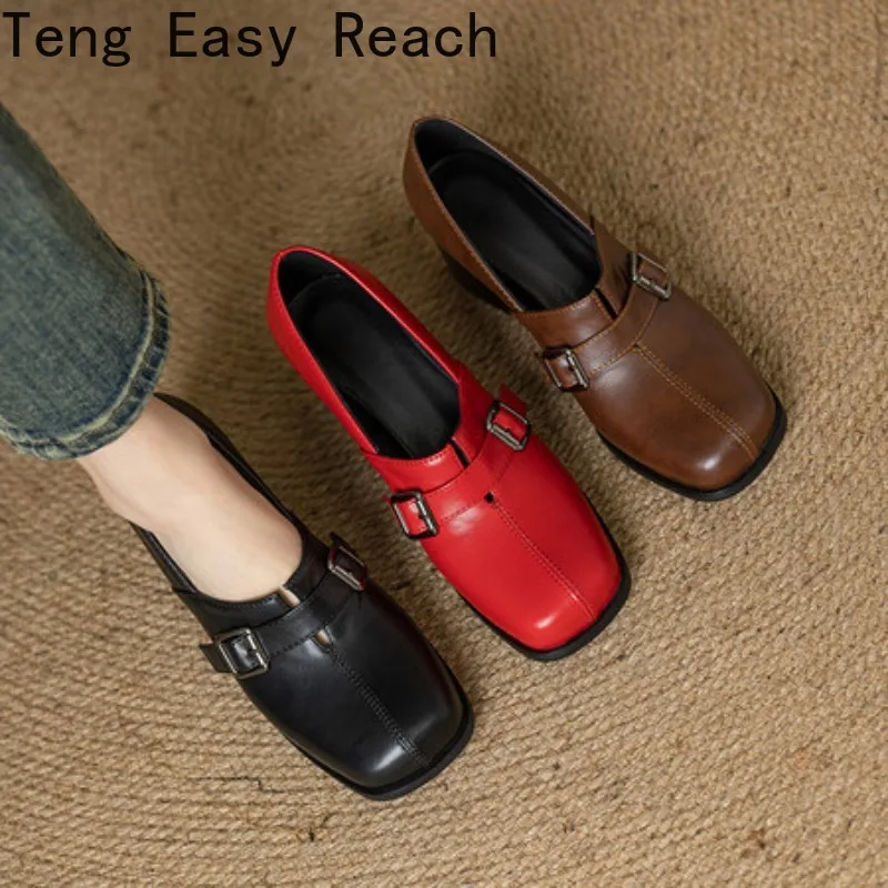 

Fashionable Round Toe Thick Heel Single Shoes for Women Mary Janes Retro French Style High Heels SpringWomen's Shoes Size34-47