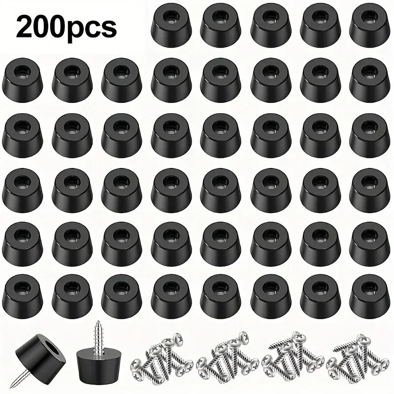 200 Piece Slip Rubber Furniture Pads Self Adhesive Protective Cap Reduce Noise Prevent Scratches Cutting Table Chair Cabinet Use