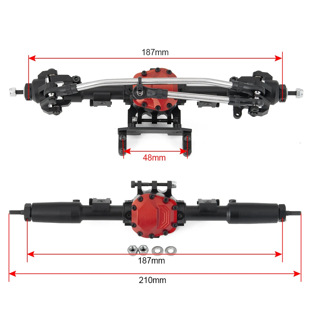 Oś prosta przednia/tylna ze stopu metali do osiowego SCX10 II 90046 90047 1/10 części do ulepszenia samochodów gąsienica RC