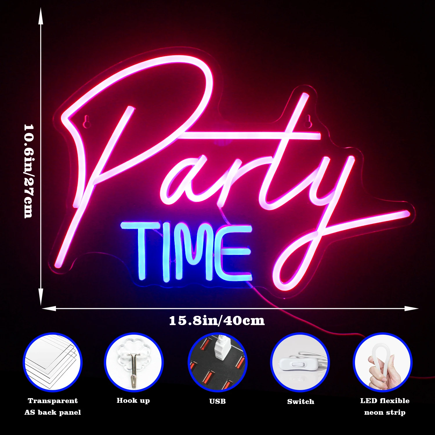 Party Time Neon Sign Neon Led Night Lights Usb Aangesloten Decoratieve Teken Room Bar Pub Store Club Garage Home Muur art Decorat