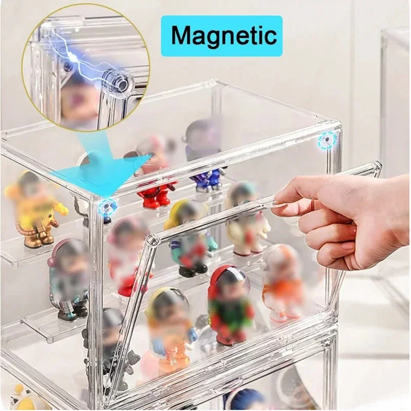 1 قطعة علبة عرض أكريليك للمقتنيات صندوق أكريليك شفاف عرض لشخصيات الحركة لعبة وصندوق أعمى ألعاب الساق الزاهي بوبمار