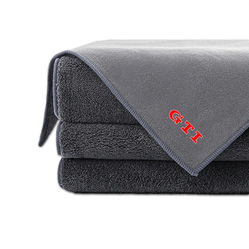 Car Washing Towel Suede & Coral Double-sided Towel Emblem For VW GTI Polo Tiguan Passat Golf Jetta Lavida Skoda Octavia