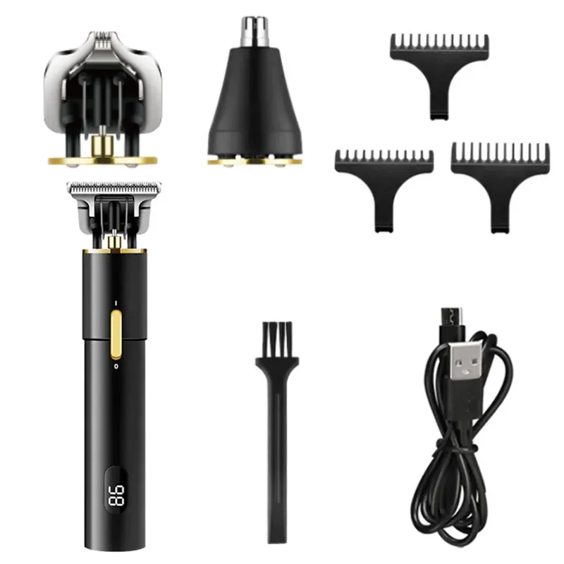 Rechargeable LCD Hair Trimmer - Metal Housing Grooming Tool for Men Beard Eyebrow Nose Ear Edge