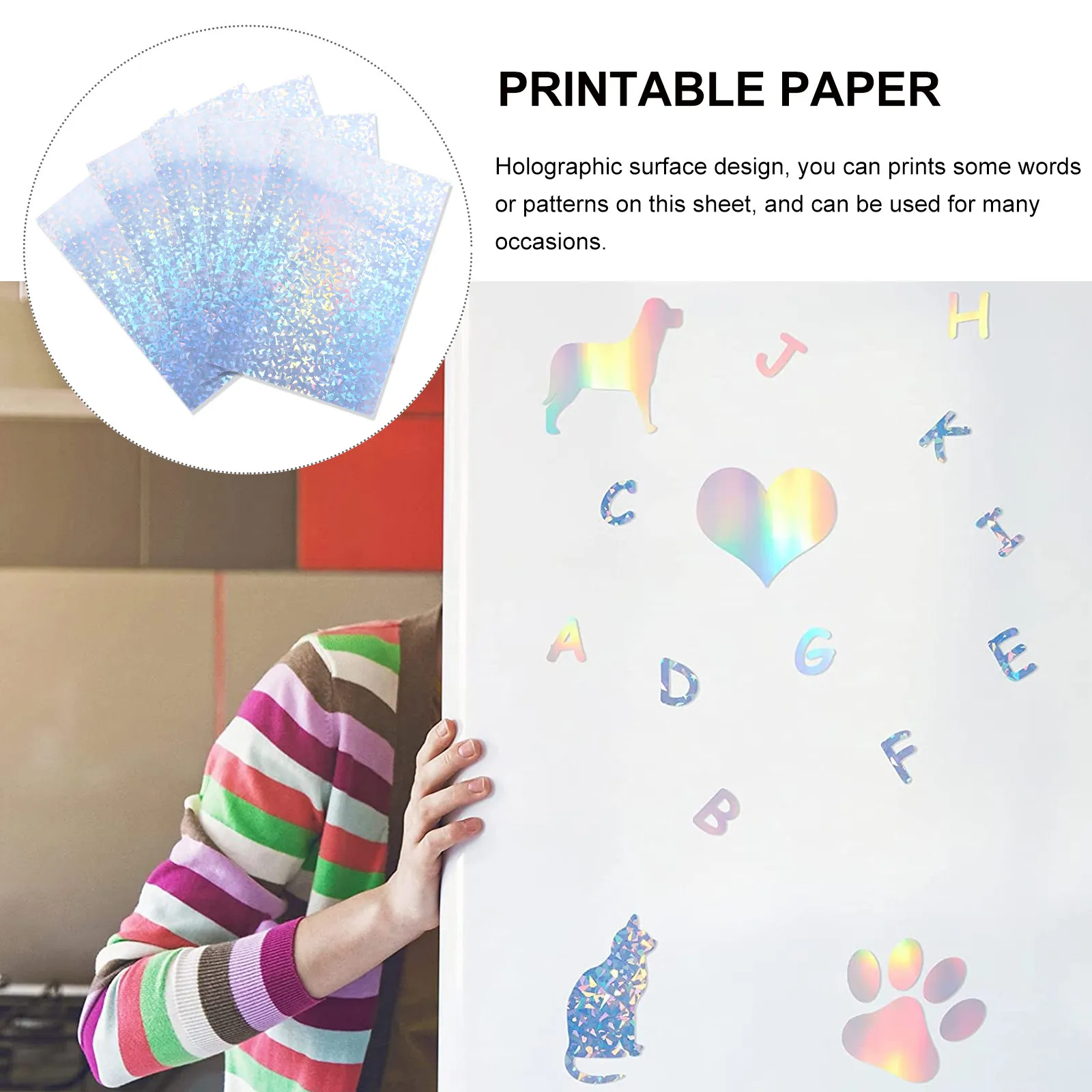 Vinyl Printer Adhesive Paper Self Sticker Inkjet Labels Halloween Christmas Holographic Adhesive Paper 20Sheets