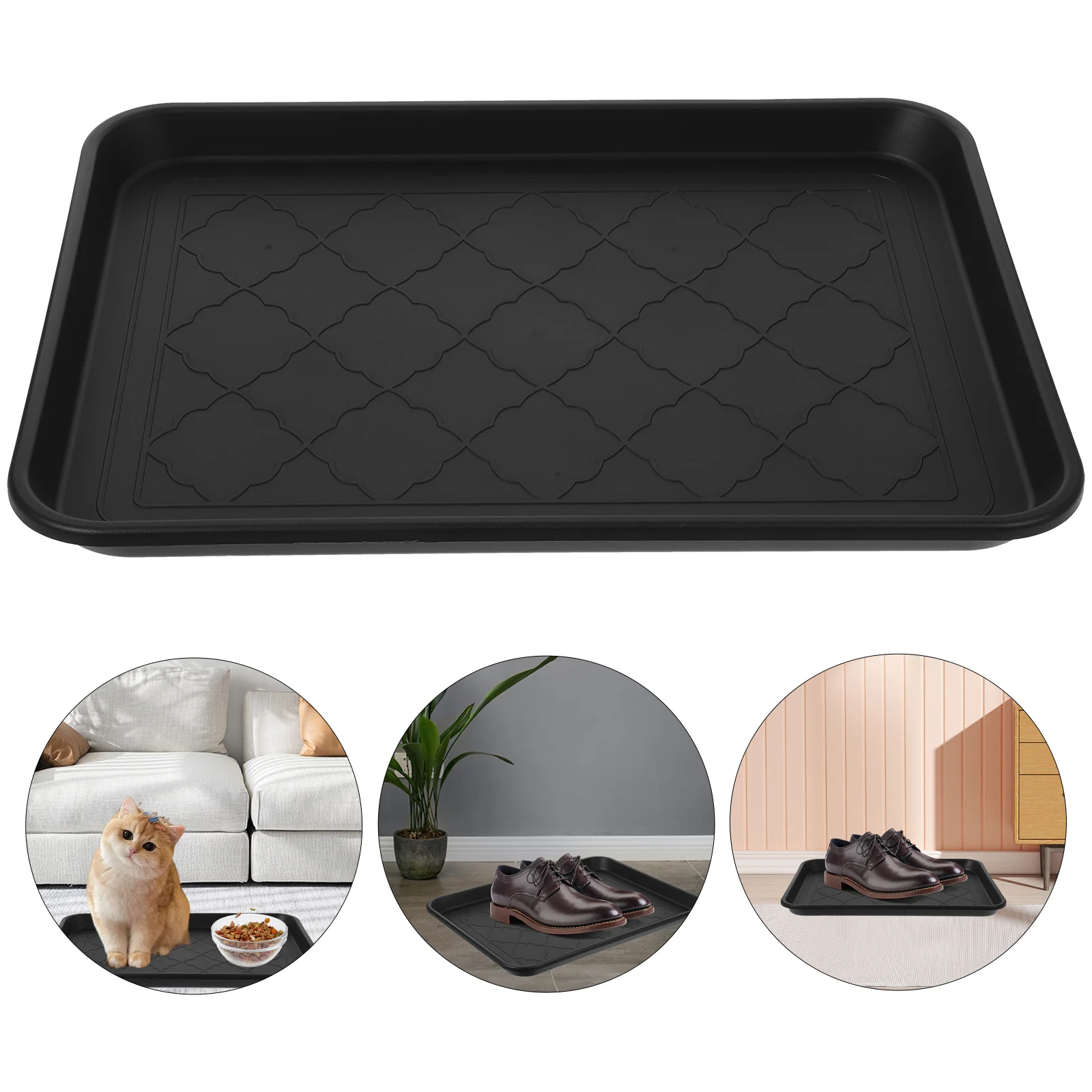 

Black Sundries Storage Plate Wear-Resistant Plastic Pet Feeder Tray Multi-Functional Planter Holder Bonsai Tray