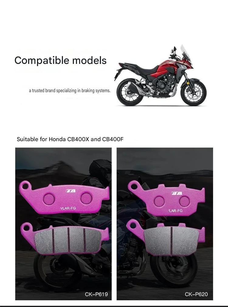 For CB400X/CB400F 2021-2025 Ceramic Brake Pads 4-Layer Insulation Grooves Slow Thermal Fade On Mountain Continuous Hard Brakes