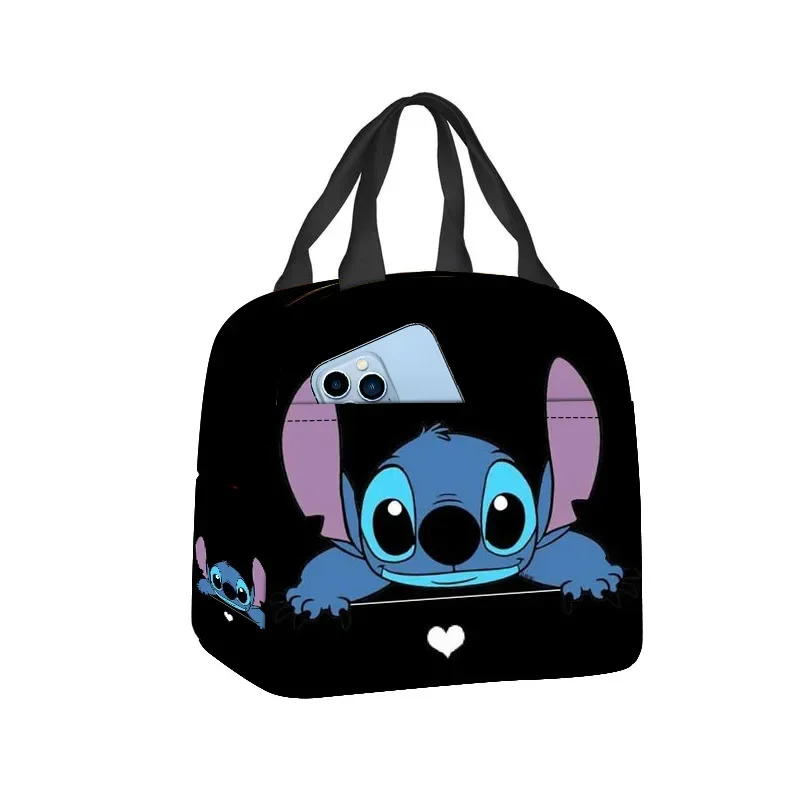 Disney Stitch Oxford Cloth Lunch Bag for Children Stitch Waterproof Insulated Outdoor Picnic Storage Box Cartoon Girls Handbag