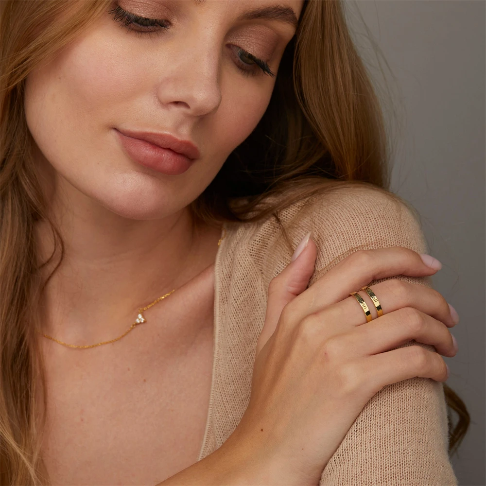 Fasce personalizzate con nomi multipli Anello Gioielli da sposa Anello personalizzato regolabile con nome per bambini in famiglia Anello in acciaio inossidabile Anillo Hombre