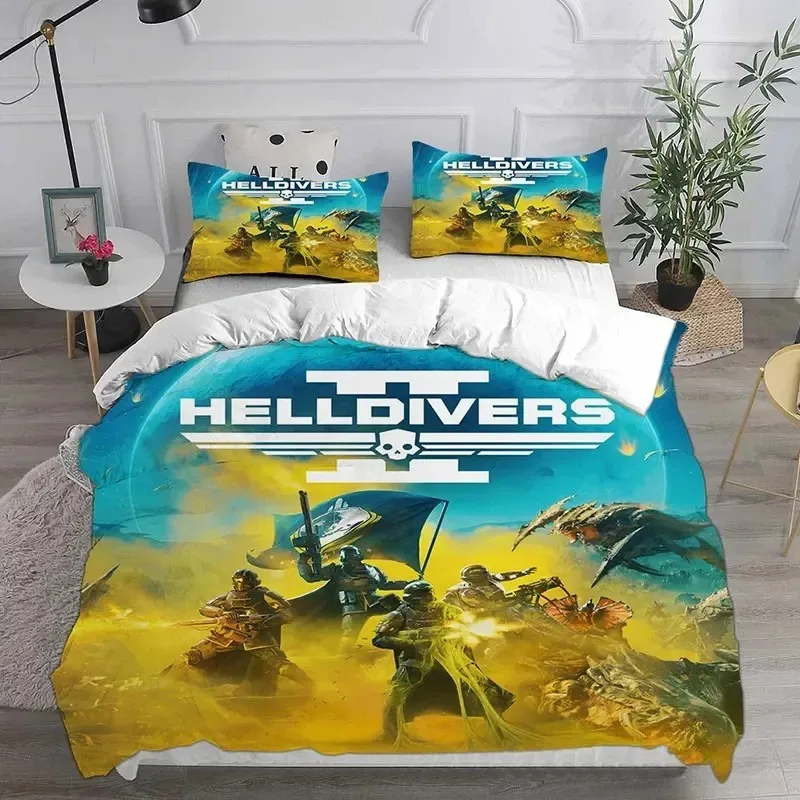 3D HELLDIVERS 2 Bedding Sets Comforter Quilt Bed Cover Duvet Cover Pillow Case 2 3 Pieces Sets Boys Adult Size For Home Textiles