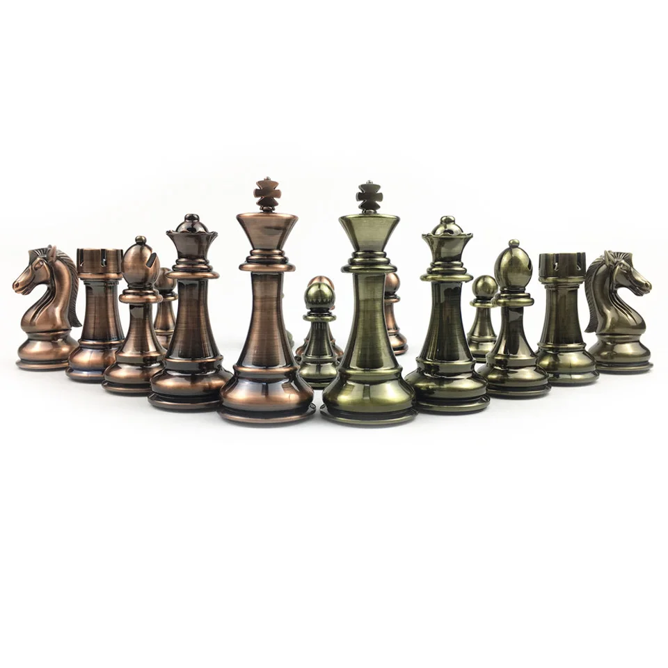 Metal Chess Set High-grade Gift Travel International Chess Game Folding Wooden Mold Chessboard Kirsite Chess Pieces Chessman I60