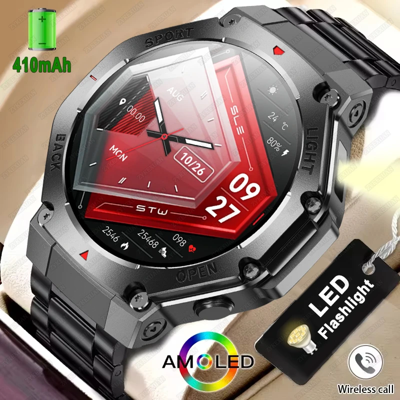 Nieuw voor OPPO Xiaomi Militair GPS Smart Watch Heren Bluetooth Oproep Zaklamp Kompas Waterdicht Outdoor Sport Tracker Smart Watch