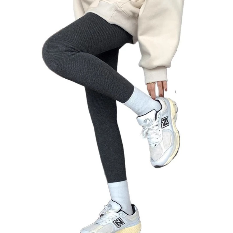 Women Tights Vertical Striped Pantyhose 2025 Autumn Winter Thickened Matte Pressure Black Gray Leggings Warm