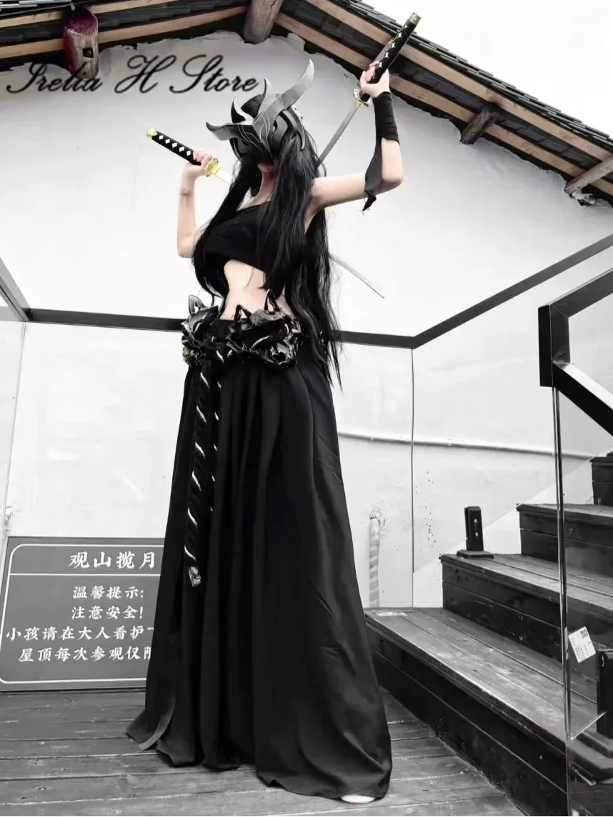 2025 신규 LOL 요네 코스프레 의상 할로윈 코스튬 로프 스커트 마스크 리본