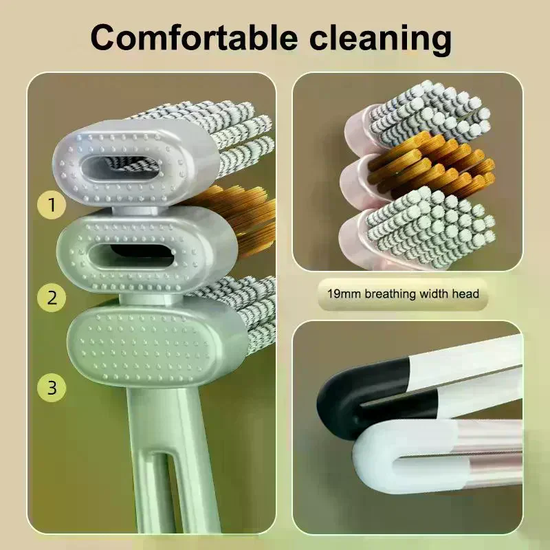 Three Head Breathing Wide Toothbrush Mouth Clean Whitening Toothbrush Ultra-Fine Soft Hard Bristle Deep Cleaning For Adults 2Pcs