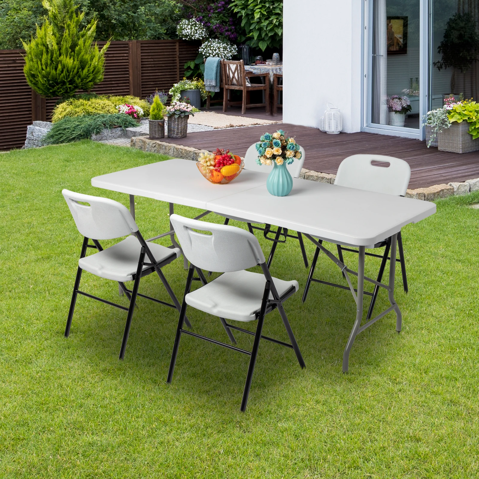 6FT Outdoor Courtyard Foldable Long Table