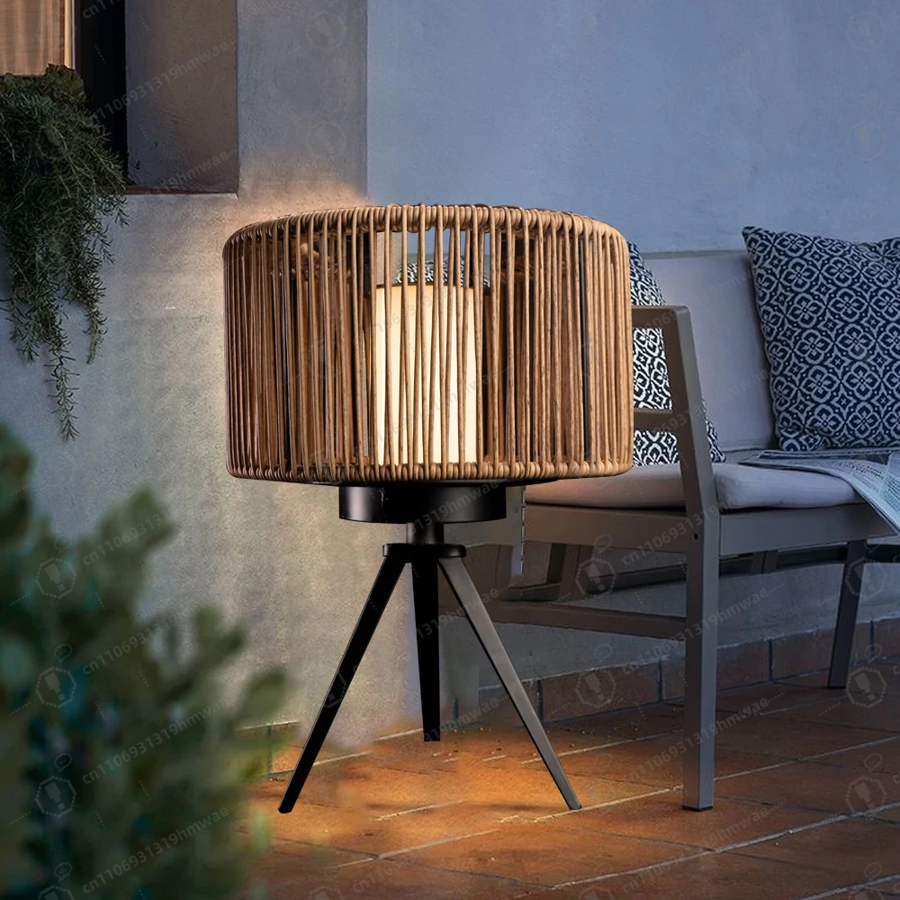 

Solar-Powered LED Rattan Lamp with Anti Rust Steel Frame Warm Glow for Garden Decor
