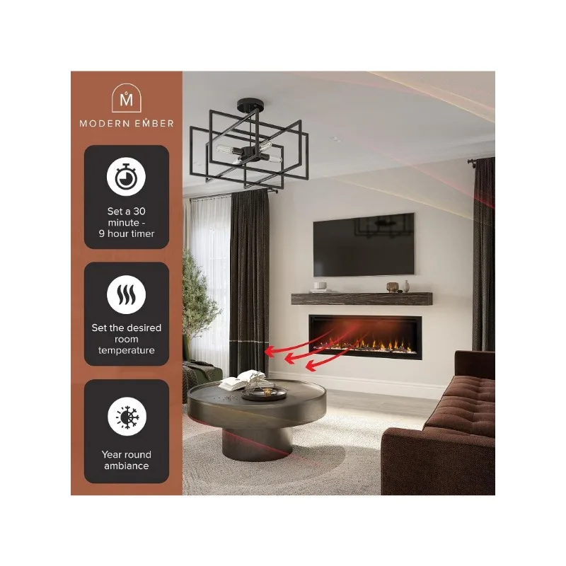 Smart Linear Electric Fireplace - Recessed in-Wall and Wall-Mount, Multiple Flame  Compatible  Assistant,