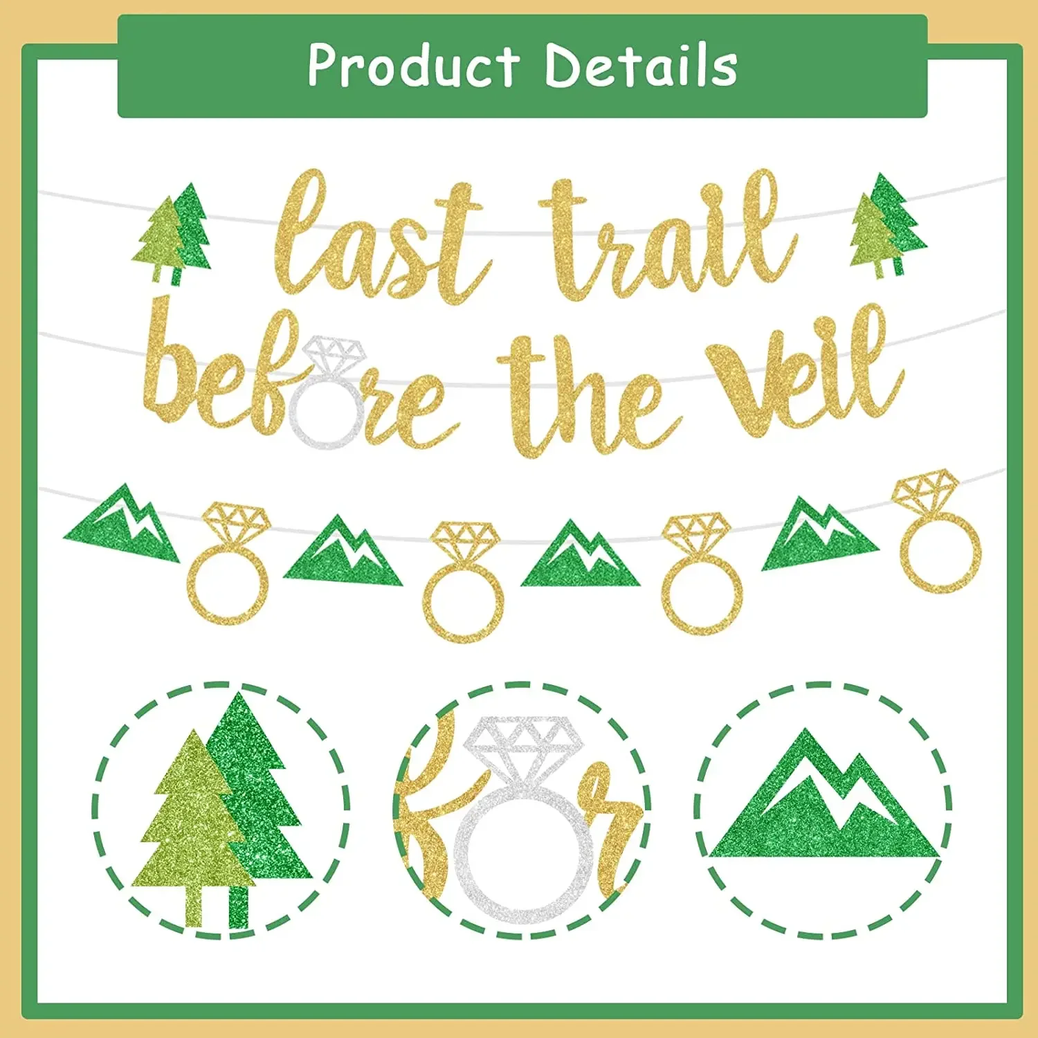 Mountain Bachelorette Party Decorations, Last Trail Before the Veil, Bunting Banner, Hiking, Camp Party Decor, Bridal Shower Hen