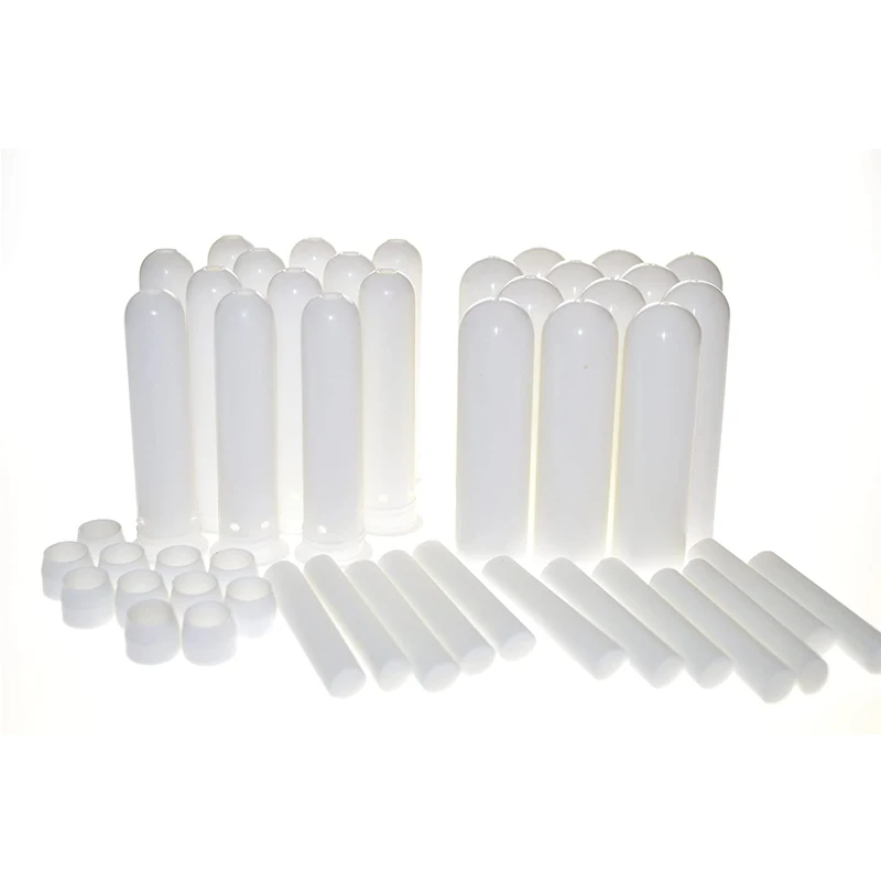 

200Pcs White Plastic Essential Oil Nasal Inhaler Tubes Sticks Blank Wicks Refillable Dropper Containers For Aromatherapy Perfume