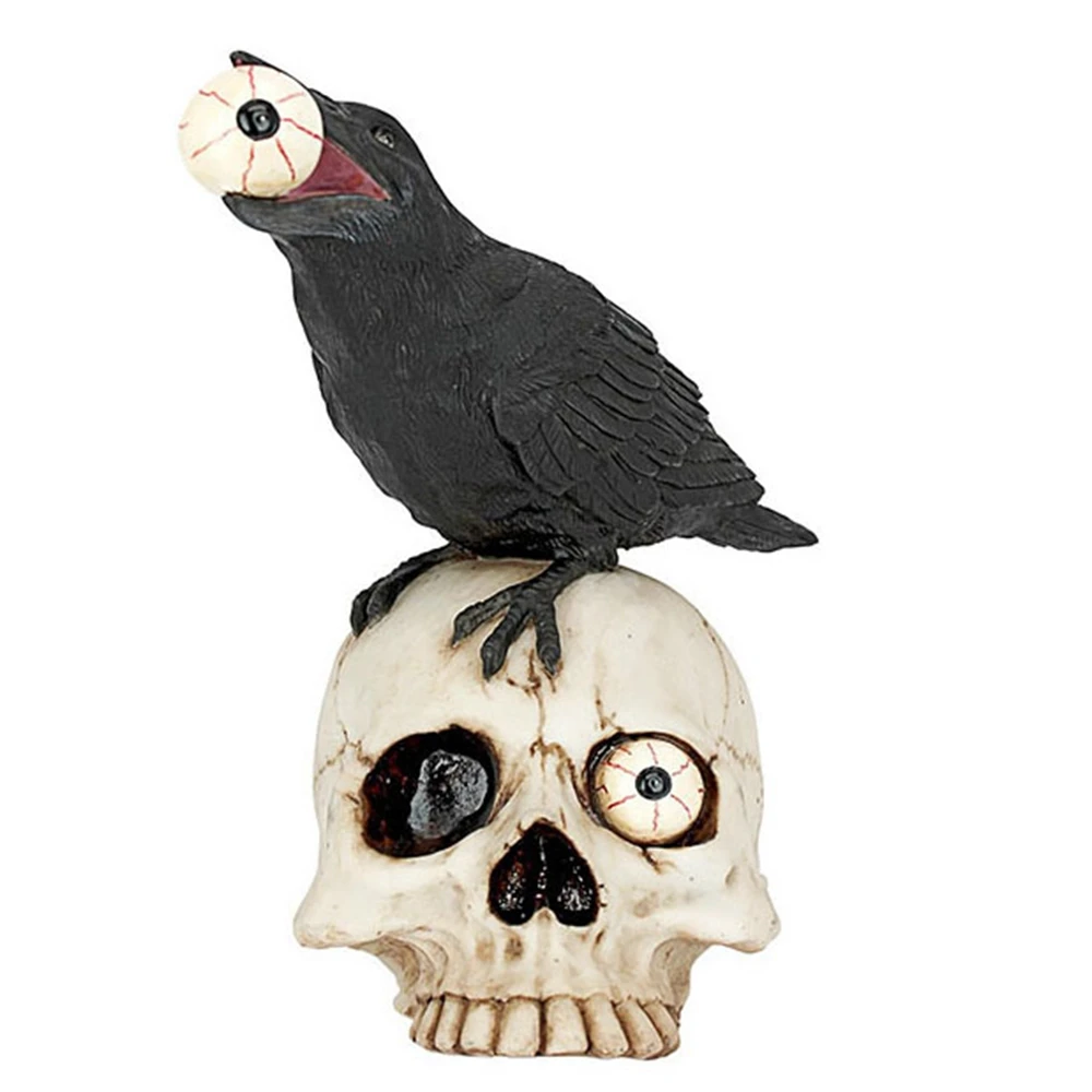 Halloween Crow Skull Glasses Ornament Courtyard Decoration Resin animal room fireplace Living Room Bookshelf Home Office Bedroom